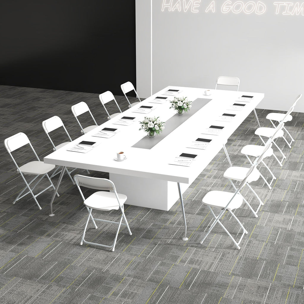 4 Pack Metal Folding Chairs with Plastic Seat and Back-White