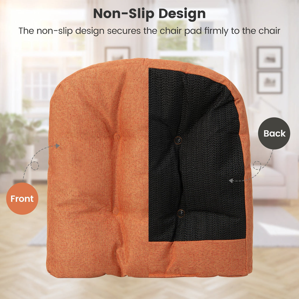 4 Pack 17.5 x 17 Inch U-Shaped Chair Pads with Polyester Cover