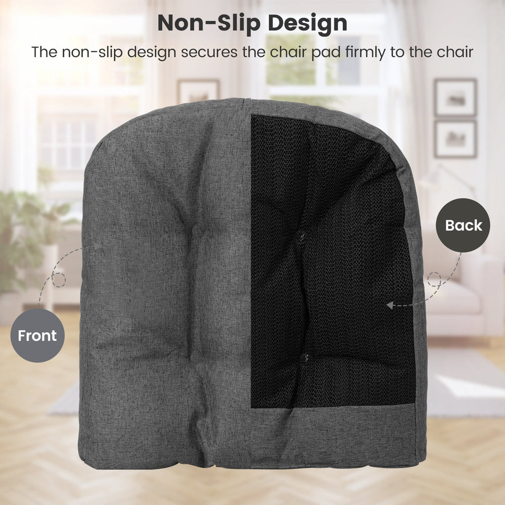 4 Pack 17.5 x 17 Inch U-Shaped Chair Pads with Polyester Cover