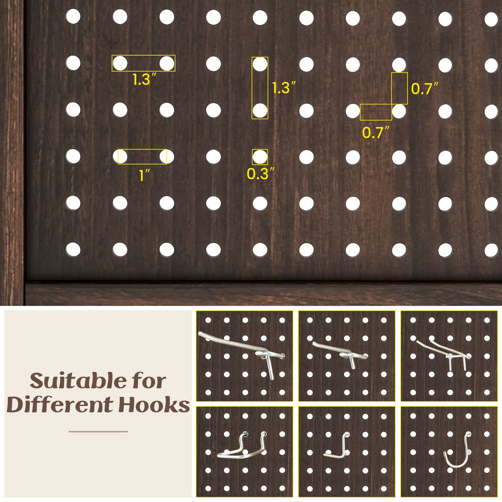 4-Panel Pegboard Display 5 Feet Tall Folding Privacy Screen for Craft Display Organized