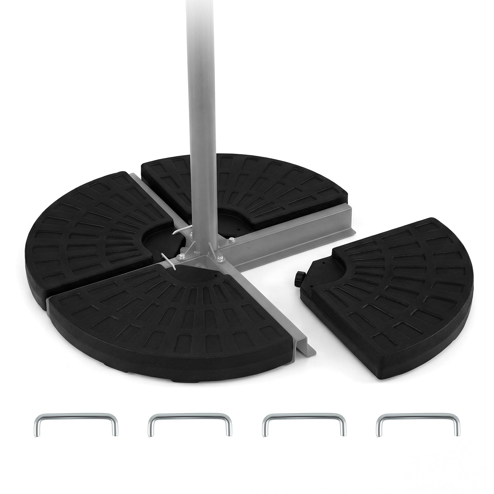 4-Piece Patio Market Umbrella Base 140 LBS Heavy-Duty with U-Locking Pins-Black