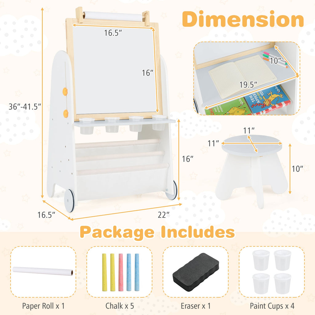 4-in-1 Toddler Activity Table Set with Magnetic Whiteboard and Chalk Board