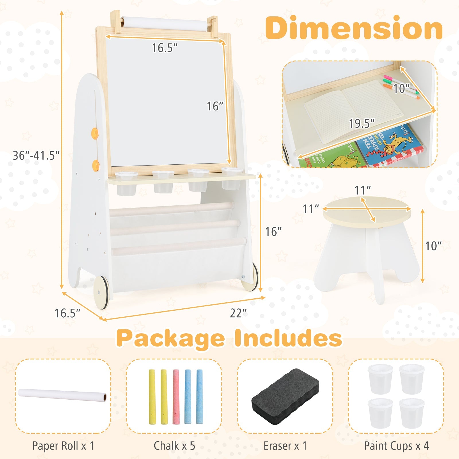 4-in-1 Toddler Activity Table Set with Magnetic Whiteboard and Chalk Board