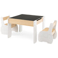4-in-1 Wooden Activity Kids Table and Chairs with Storage and Detachable Blackboard