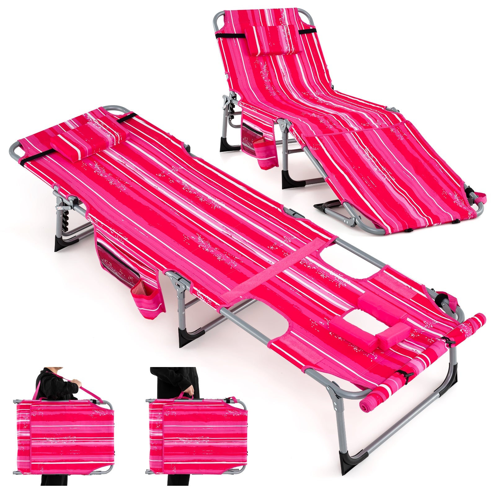5-position Outdoor Folding Chaise Lounge Chair