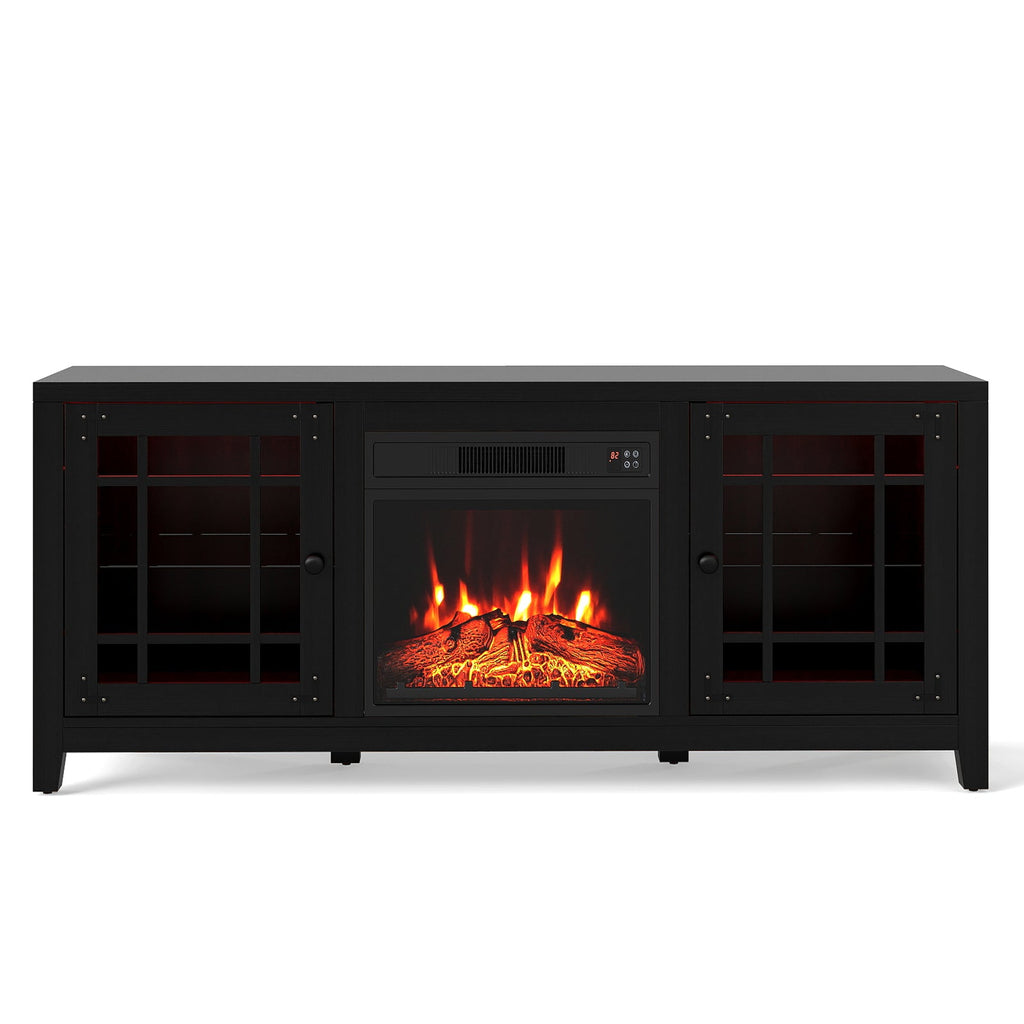 58" Fireplace TV Stand with LED Lights and 18" Electric Fireplace