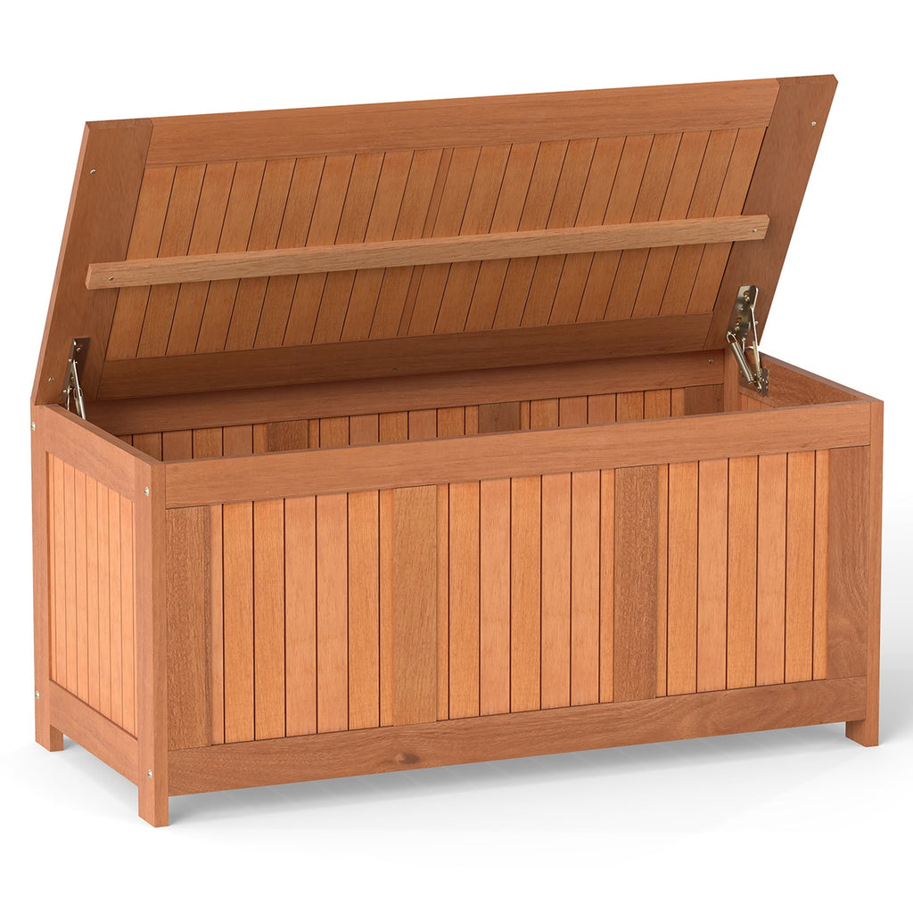 58 Gallon 3-in-1 Patio Wood Deck Box with Flip Top for Cushions
