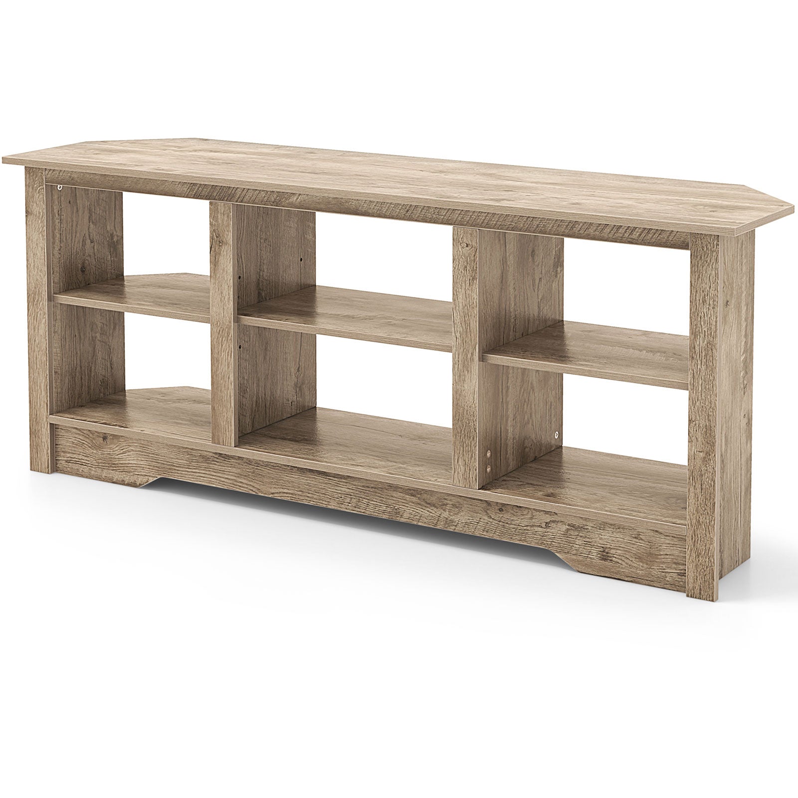 58 Inch TV Stand with 6 Open Storage Shelves for TVs up to 65 Inches