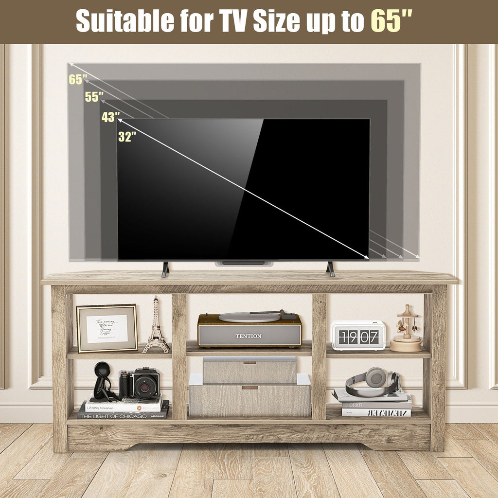 58 Inch TV Stand with 6 Open Storage Shelves for TVs up to 65 Inches