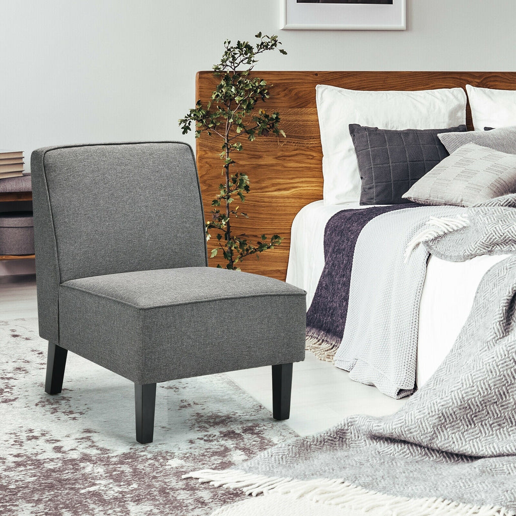 Modern Armless Accent Sofa Chair with Rubber Wood Legs