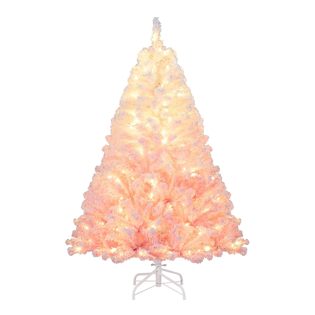 5/6/7/8 FT Artificial Christmas Tree with Warm White LED Lights and 8 Modes for Holiday