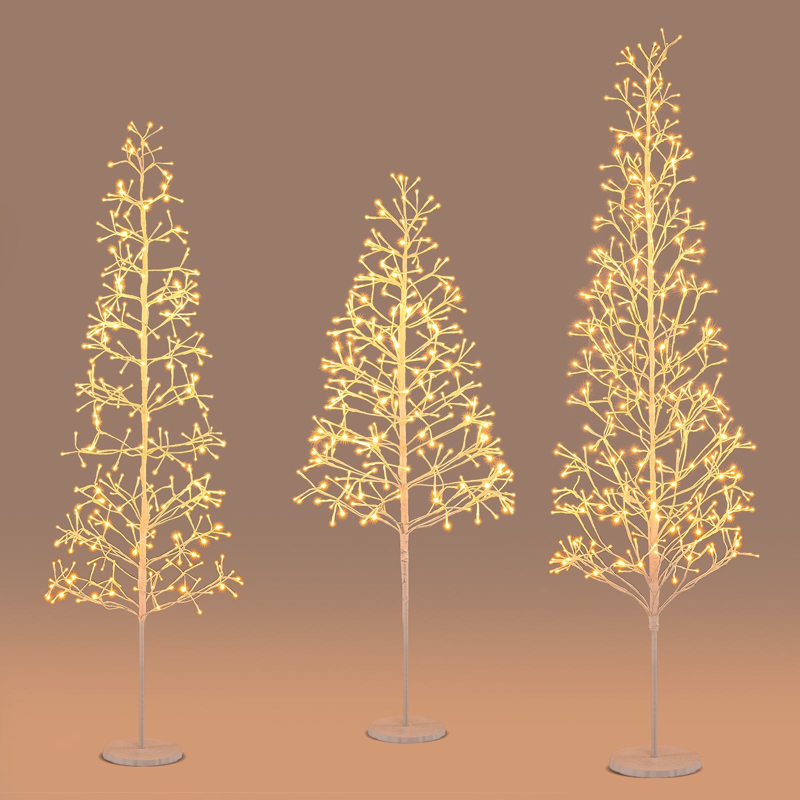 5/6/7 FT Lighted Birch Tree Pre-lit Twig Tree with 240/320/456 Warm White Light LED Lights