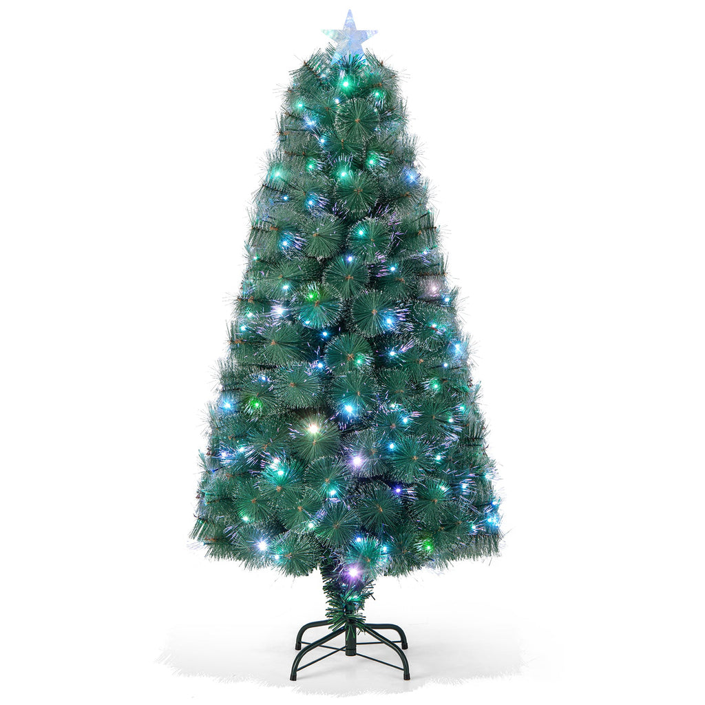 5/6/7 FT Pre-Lit Fiber Optic Christmas Tree with 148/185/226 Multi-Color LED Lights and Top Star Light