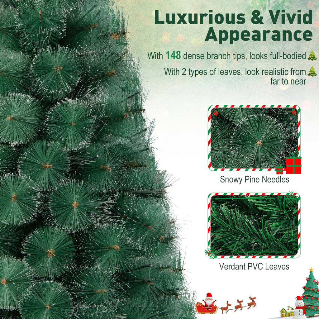 5/6/7 FT Pre-Lit Fiber Optic Christmas Tree with 148/185/226 Multi-Color LED Lights and Top Star Light