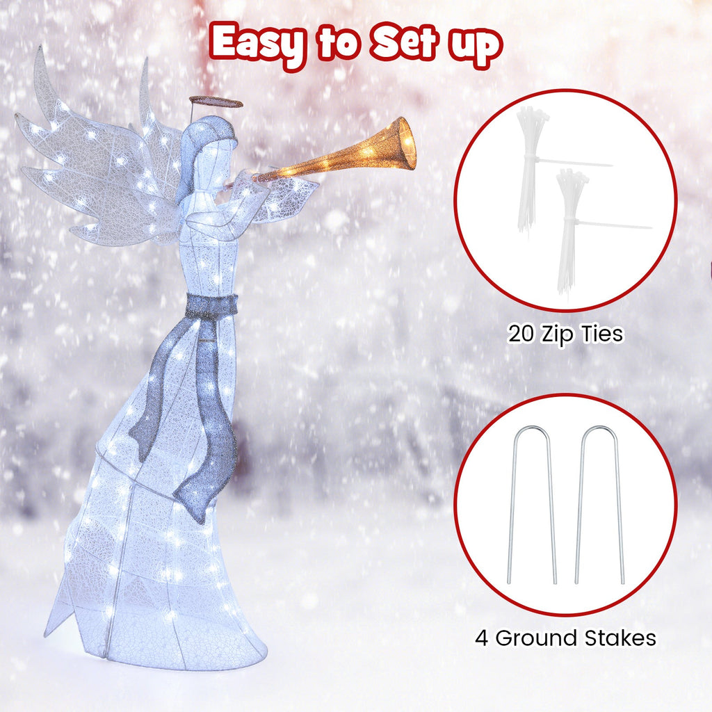 5 Feet Christmas Angel with 100 LED Lights and Ground Stakes