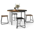 5-Piece Dining Set for 4 47 Inch Round Kitchen Table and 4 Stools-Brown