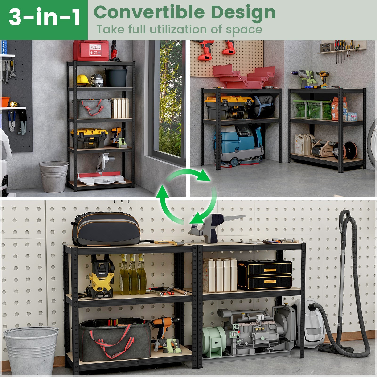 5-Tier Heavy Duty Metal Shelving Unit with 2000 LBS Total Load Capacity