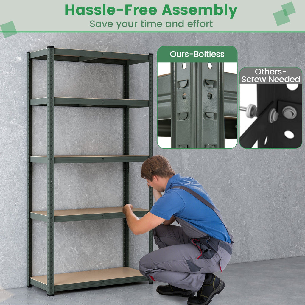 5-Tier Heavy Duty Metal Shelving Unit with 2000 LBS Total Load Capacity