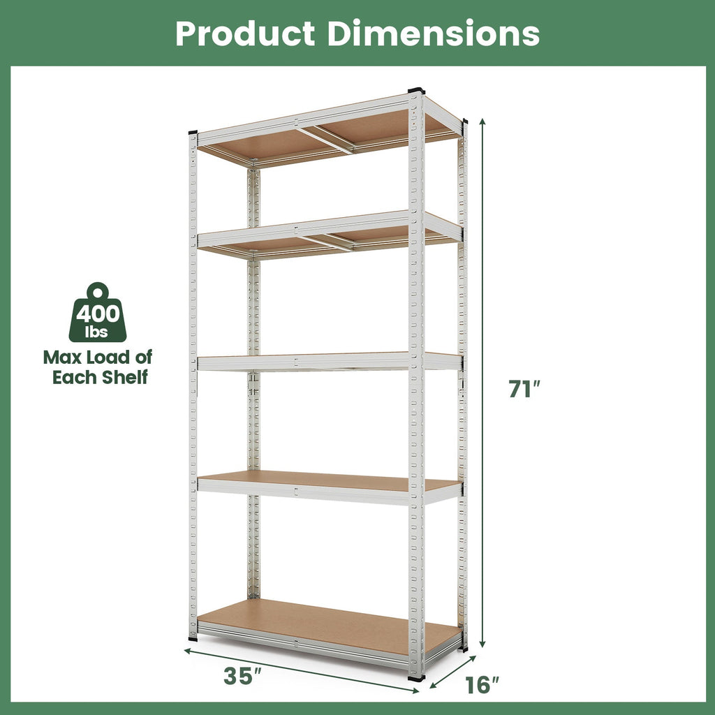 5-Tier Heavy Duty Metal Shelving Unit with 2000 LBS Total Load Capacity