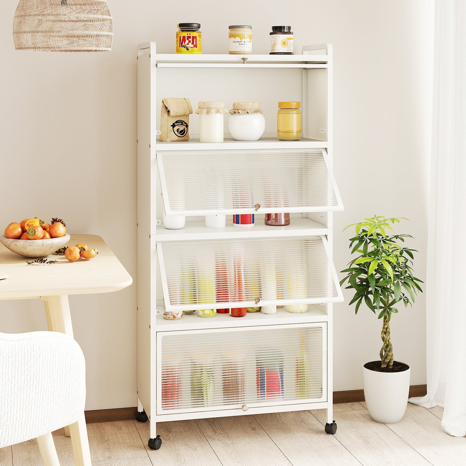 5-Tier Kitchen Pantry Storage Cabinet with Flip-Up Doors