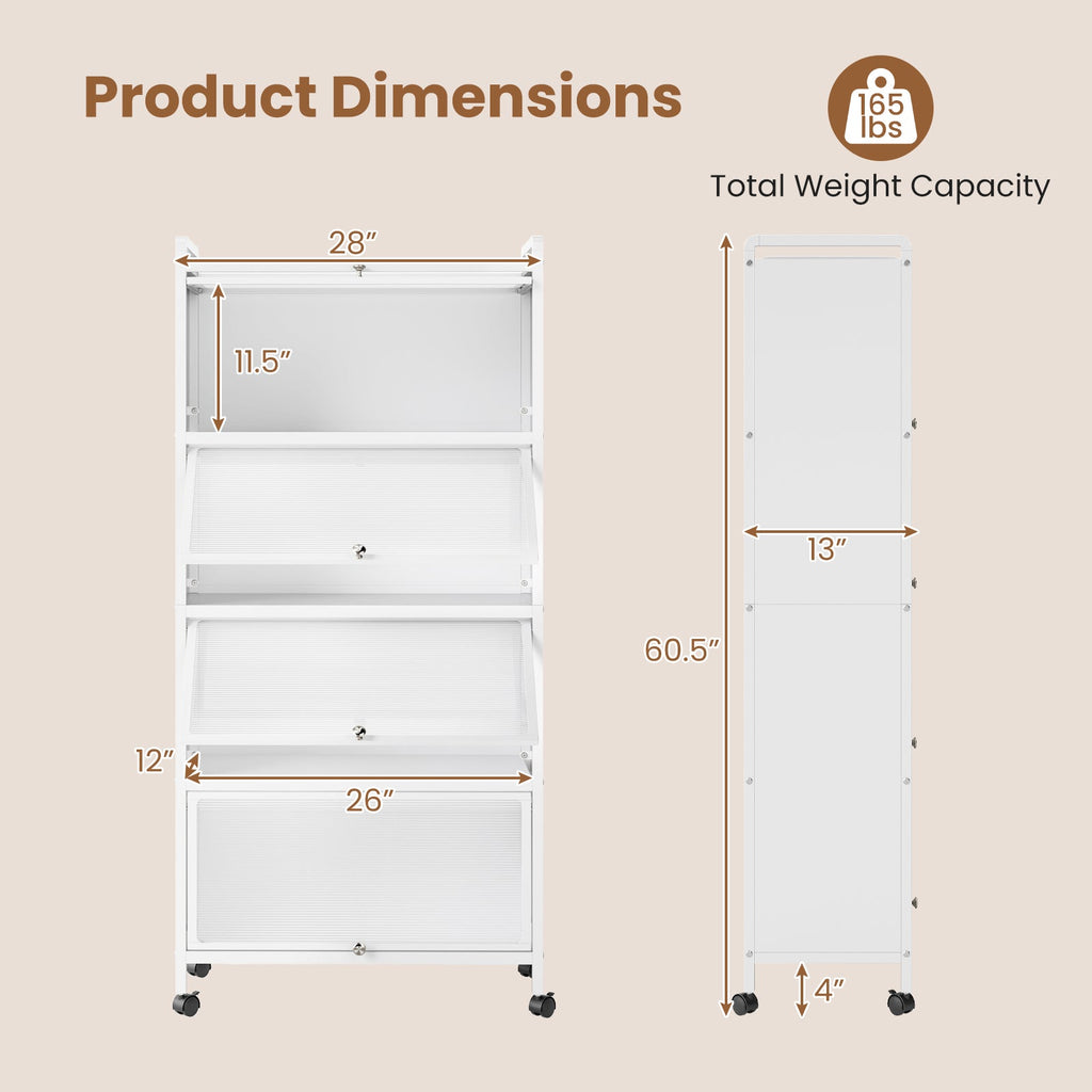 5-Tier Kitchen Pantry Storage Cabinet with Flip-Up Doors