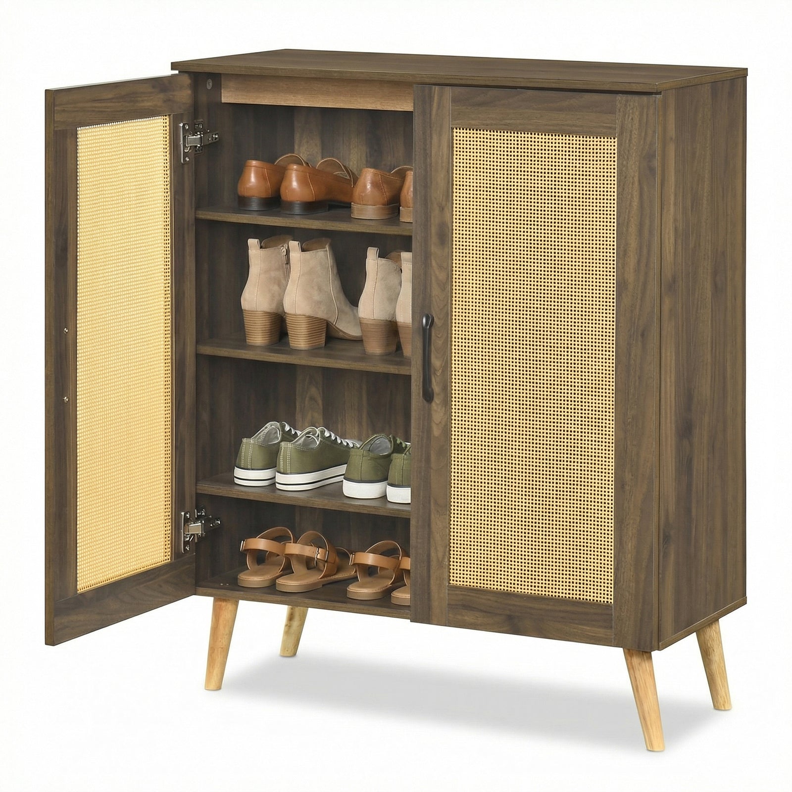 5-Tier Rattan Shoe Cabinewith 3 Removable Shelves