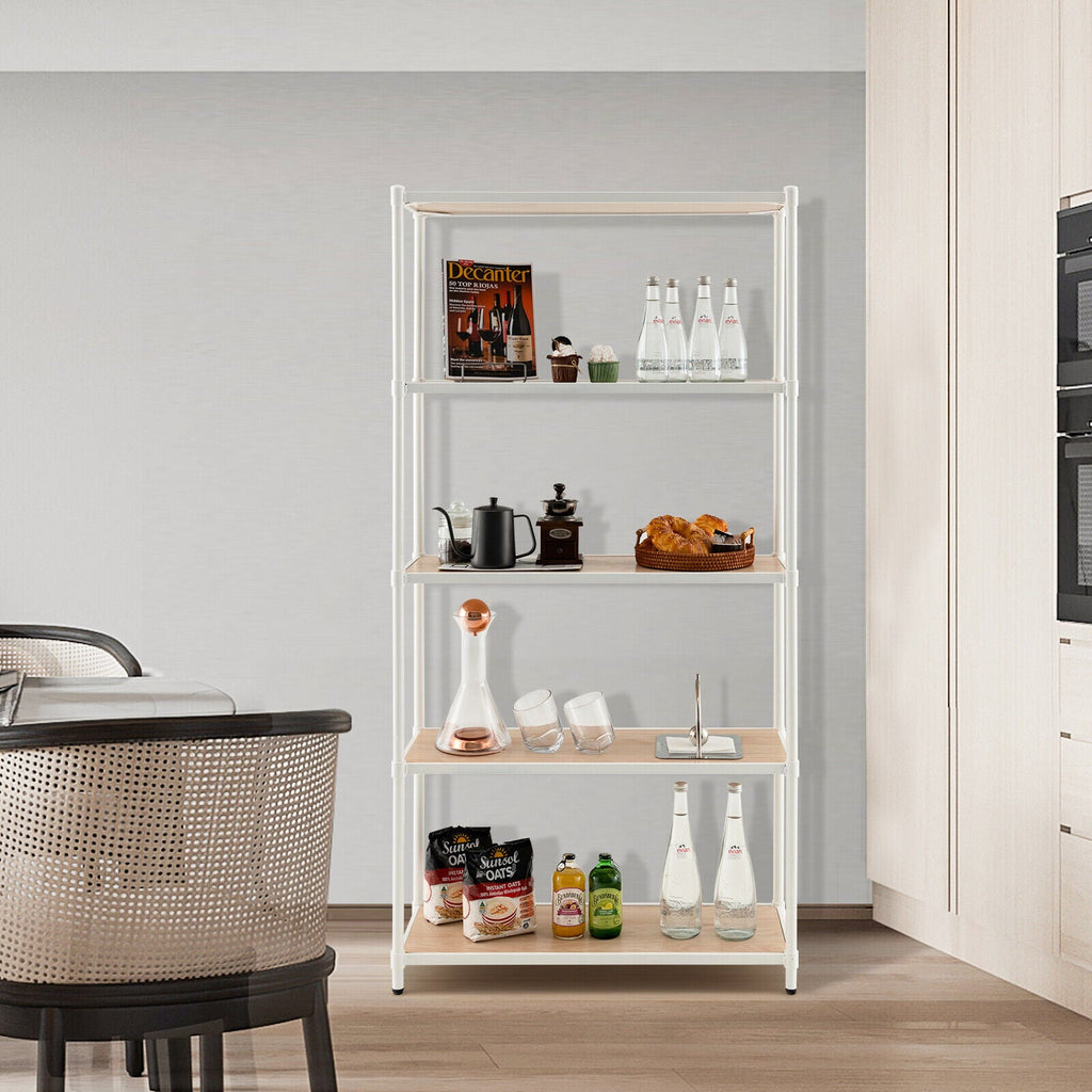 5 Tiers 61 Inch Multi-use Bookshelf with Metal Frame