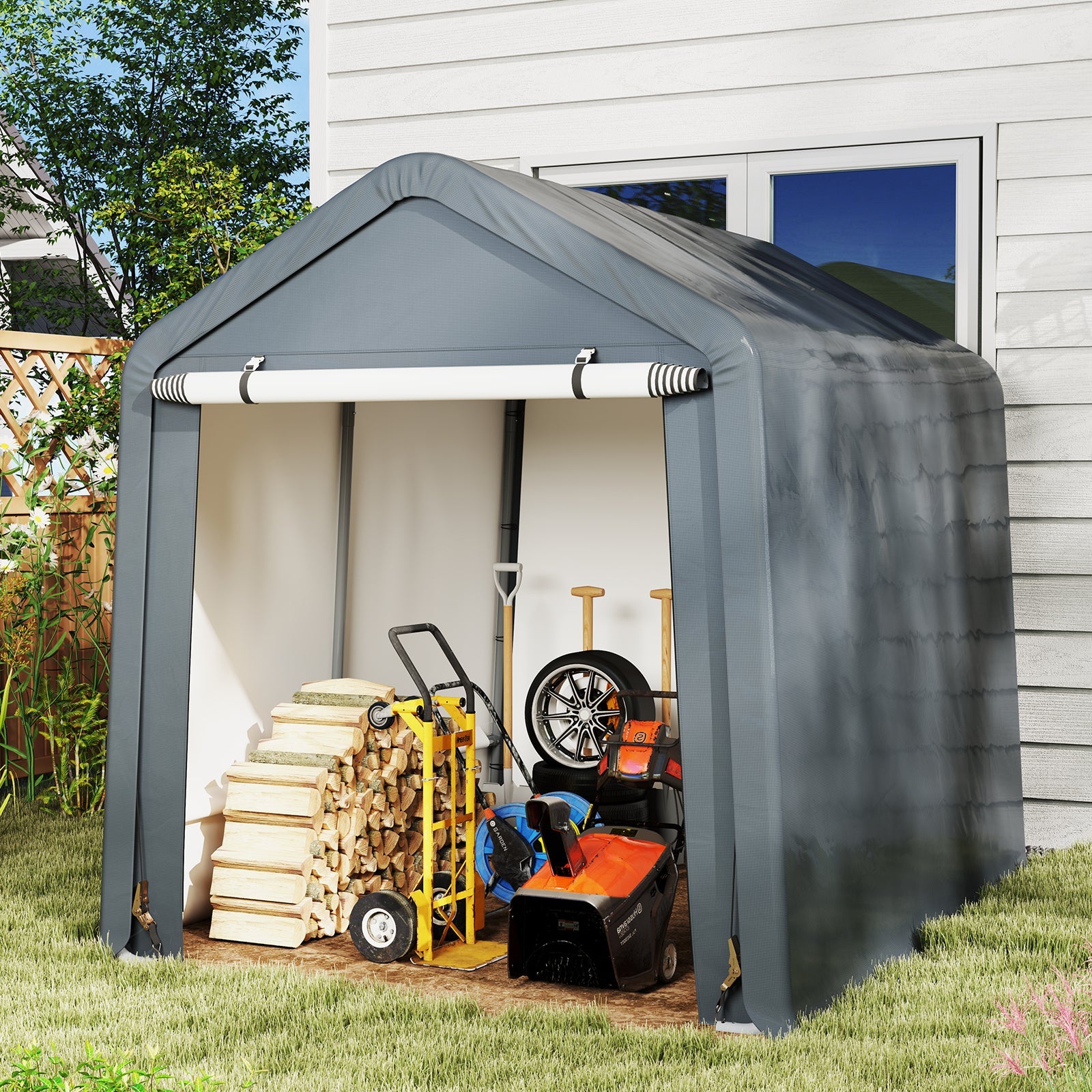 6 x 6.5/8 x 6.5 Feet Portable Motorcycle Outdoor Storage Shelter