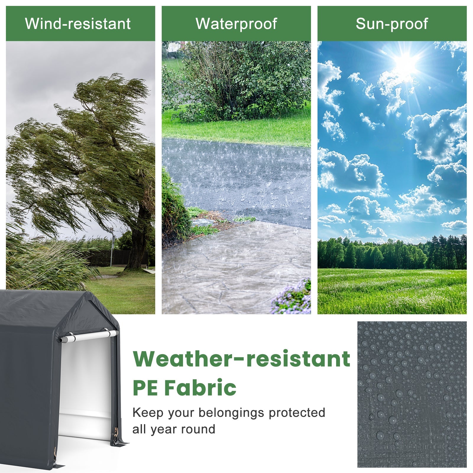 6 x 6.5/8 x 6.5 Feet Portable Motorcycle Outdoor Storage Shelter