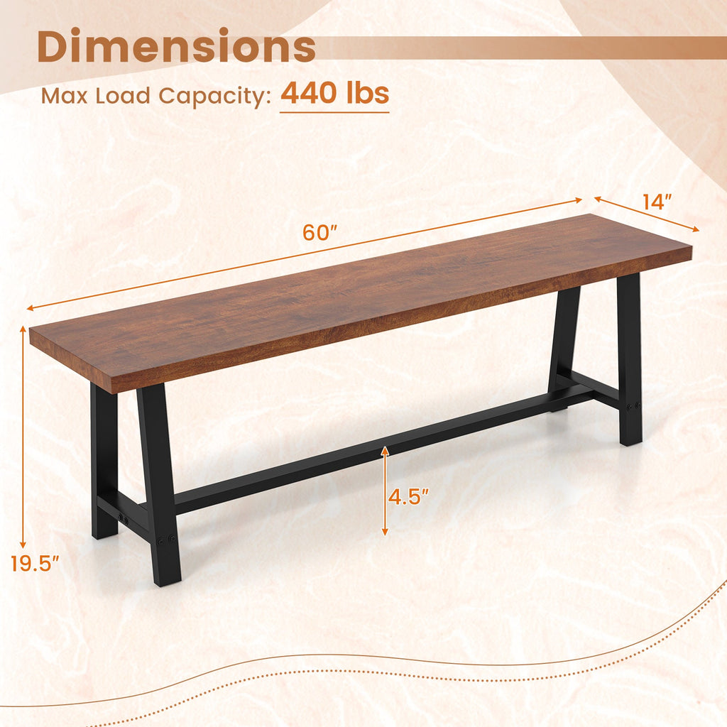 40 Inch Dining Bench 2 Person Entryway Shoe Bench with Metal Frame
