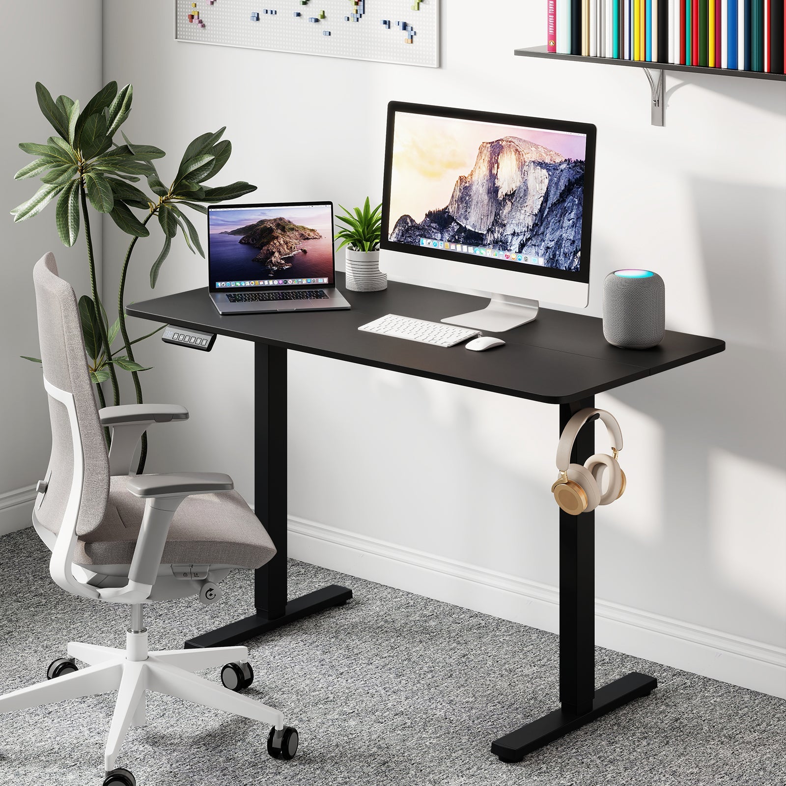 48 Inch x 24 Inch Ergonomic Electric Standing Desk with 3 Memory Settings for Home Office
