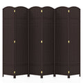 6-Panel Room Divider 5.6 FT Tall Folding Privacy Screen with Hand-woven Texture
