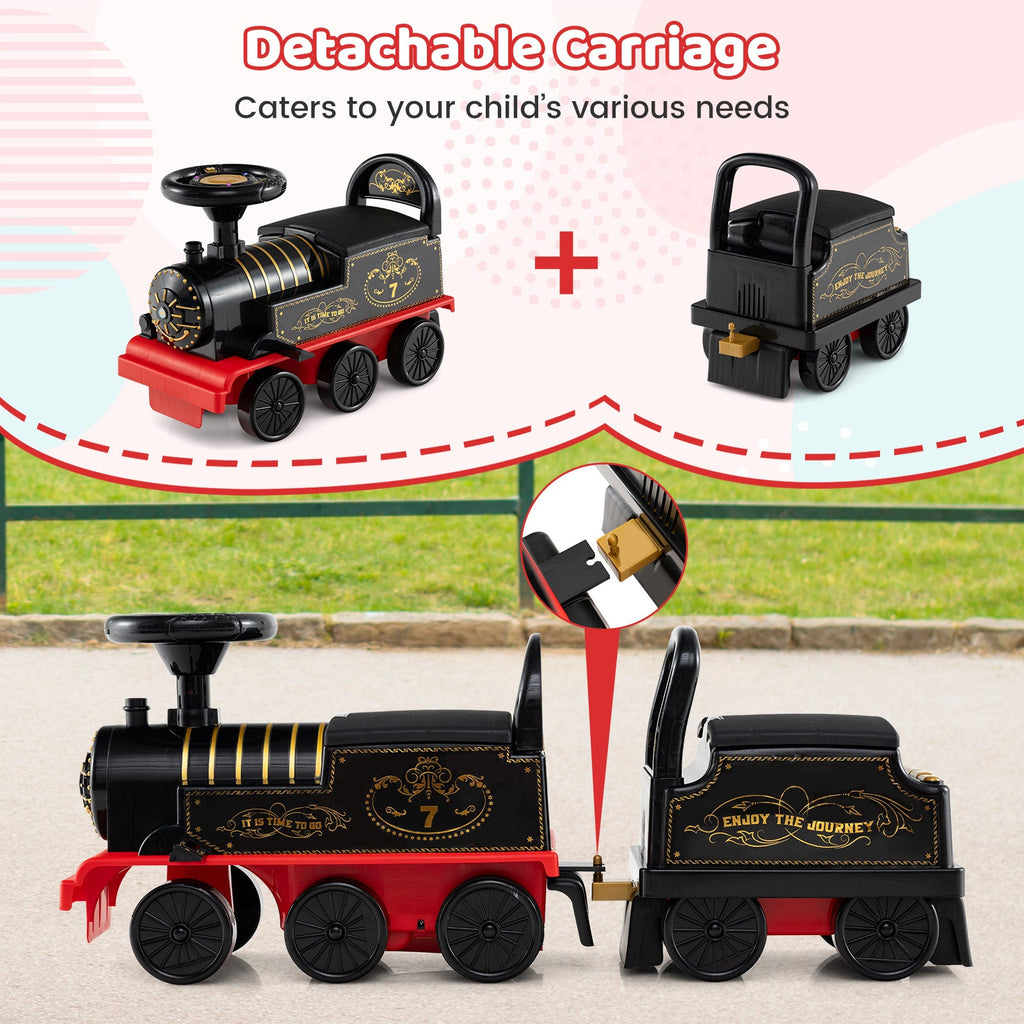 6V Ride on Train 2-Seater with Carriage and Flashing LED Lights