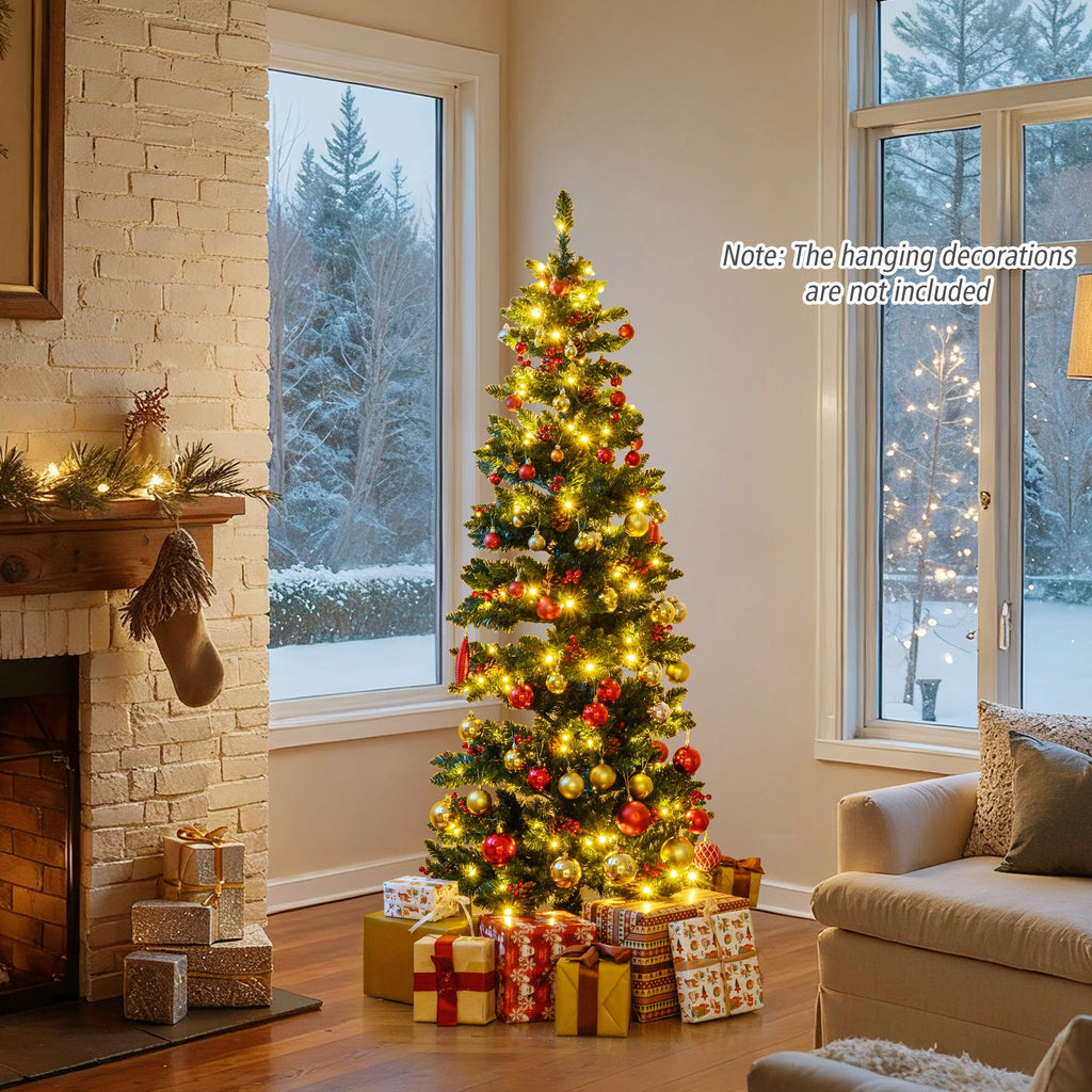6/7 FT Pre-Lit Artificial Christmas Tree Spiral Holiday Tree with 612/791 Branch Tips and 8 Modes