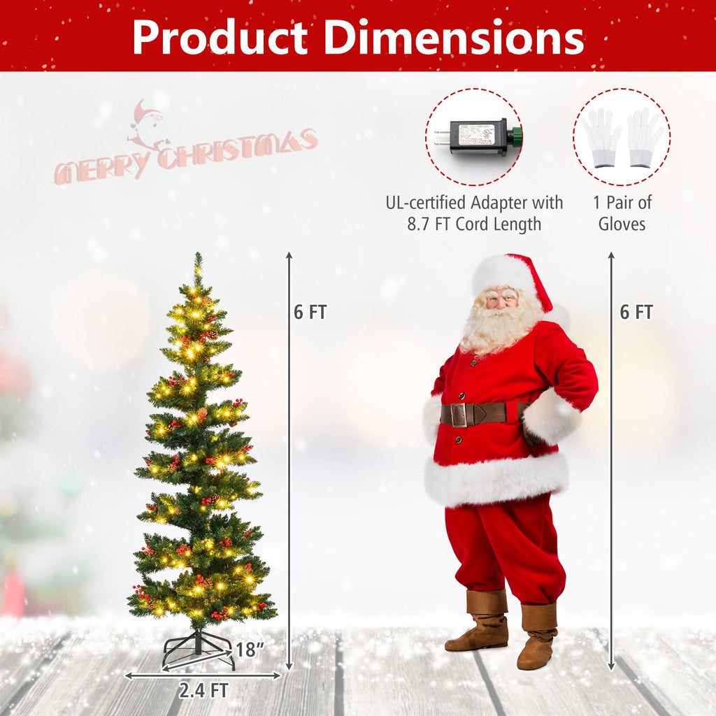6/7 FT Pre-Lit Artificial Christmas Tree Spiral Holiday Tree with 612/791 Branch Tips and 8 Modes