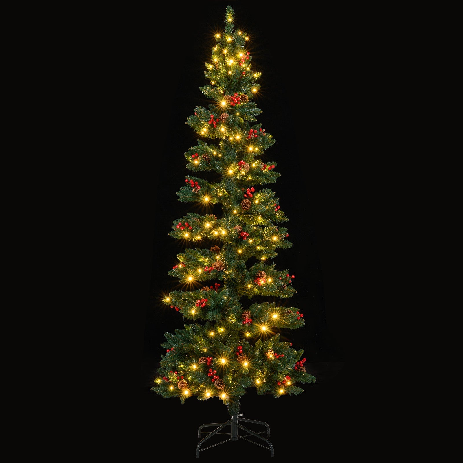 6/7 FT Pre-Lit Artificial Christmas Tree Spiral Holiday Tree with 612/791 Branch Tips and 8 Modes
