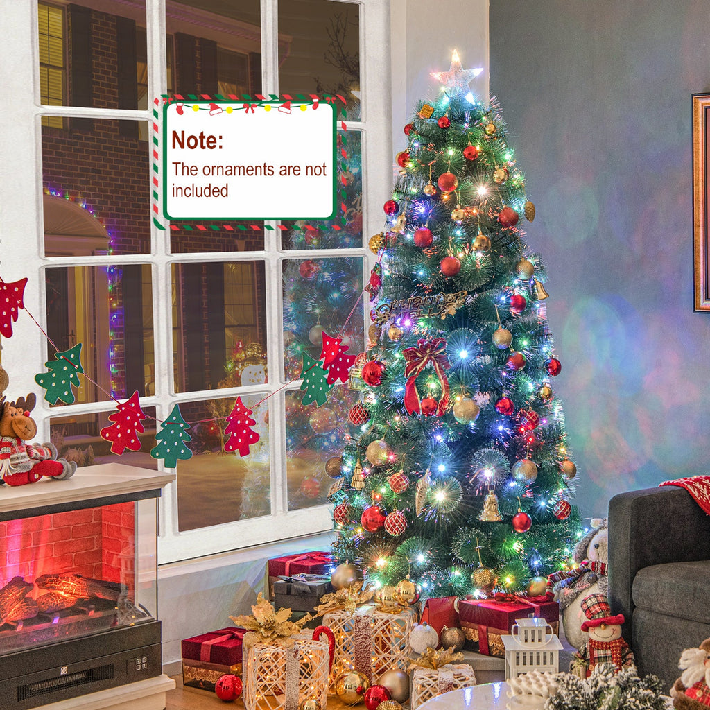 5/6/7 FT Pre-Lit Fiber Optic Christmas Tree with 148/185/226 Multi-Color LED Lights and Top Star Light