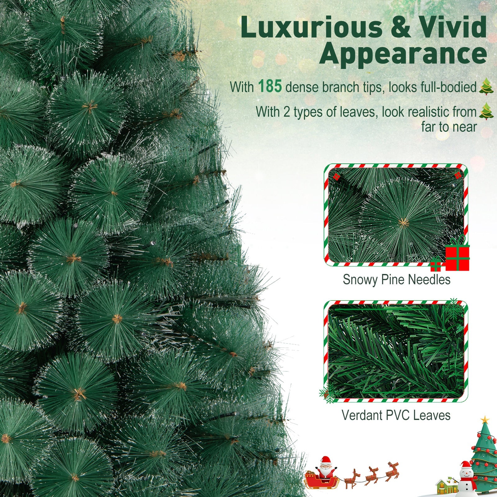 5/6/7 FT Pre-Lit Fiber Optic Christmas Tree with 148/185/226 Multi-Color LED Lights and Top Star Light