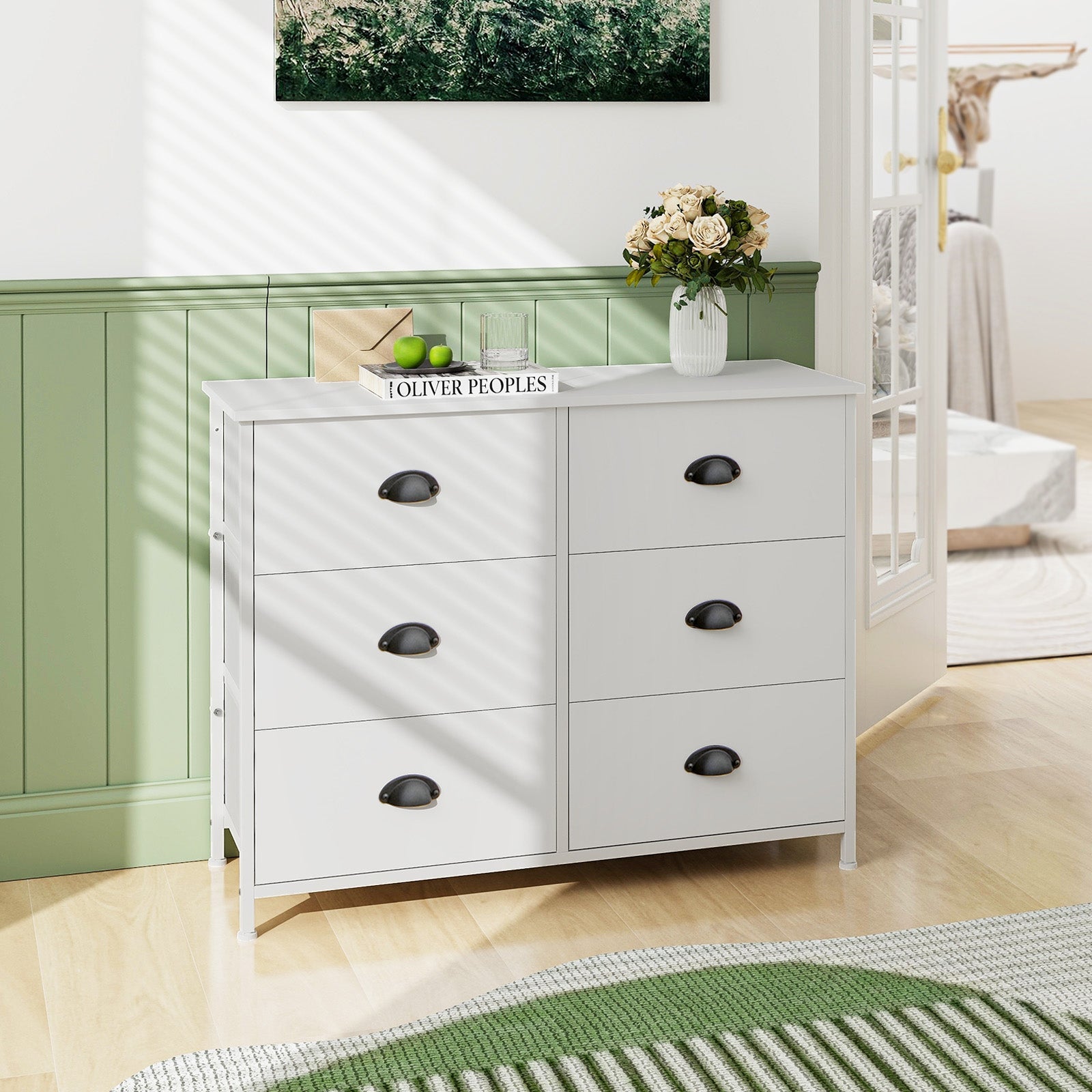 6 Fabric Drawers Storage Chest with Wooden Top