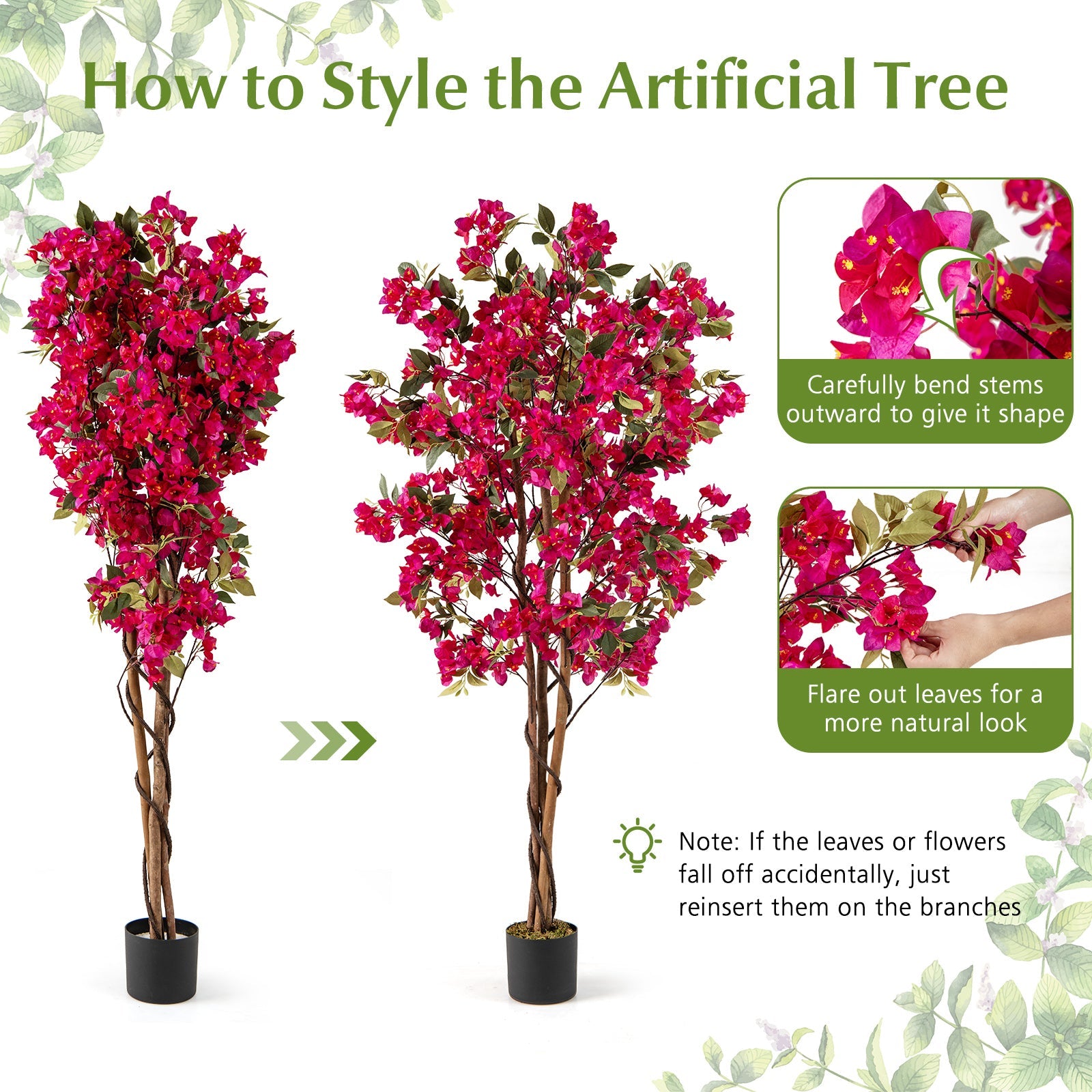 6 Feet Artificial Bougainvillea Tree with 910 Flowers