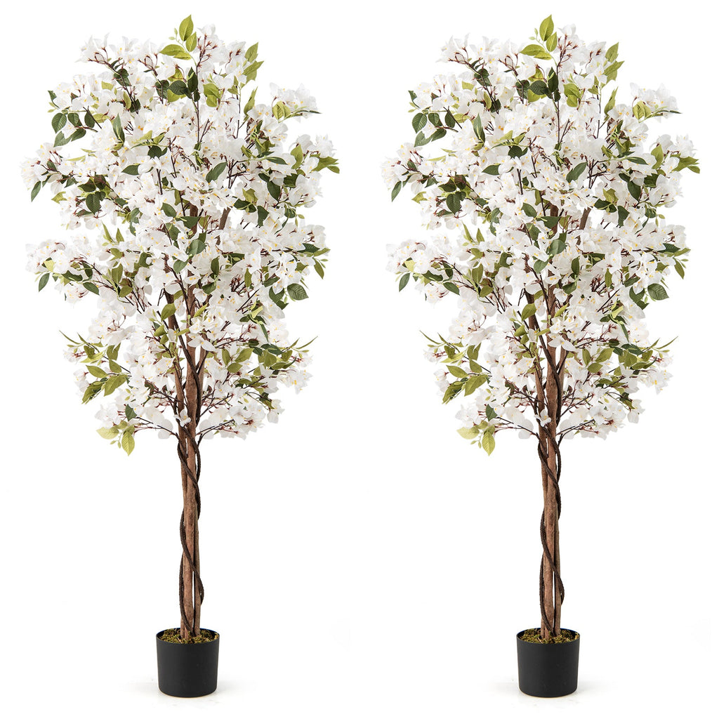 6 Feet Artificial Bougainvillea Tree with 910 White Flowers