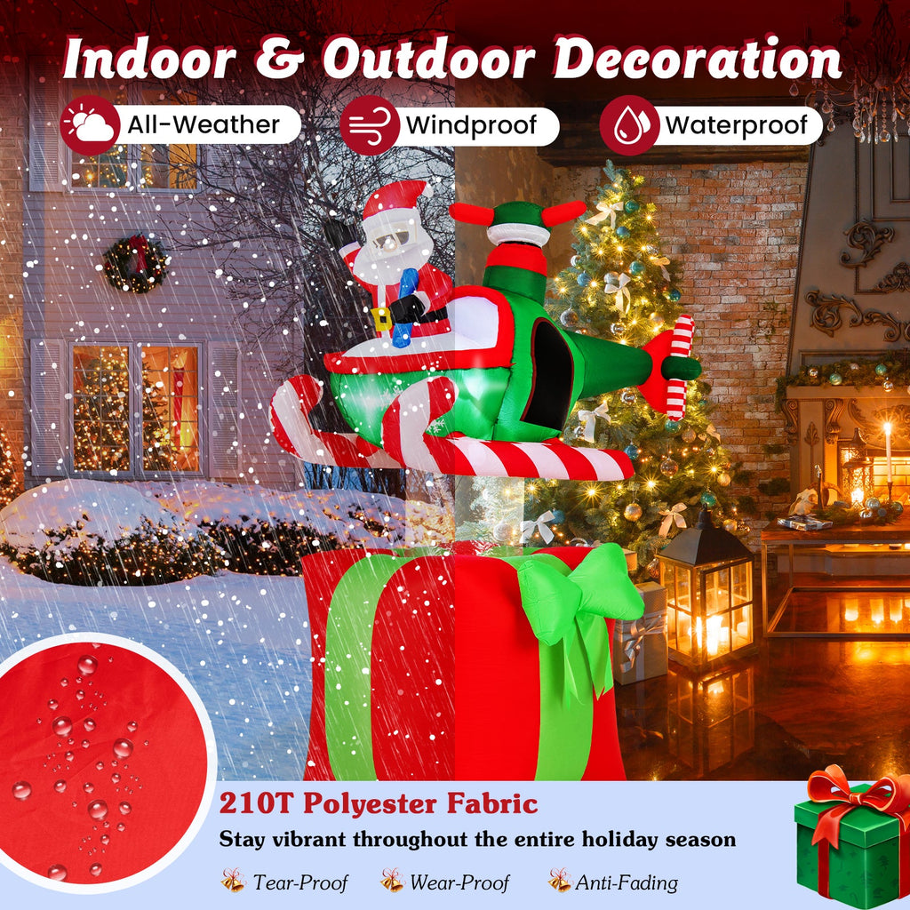6 Feet Christmas Inflatables Blowup Santa Flying Airplane with with 3 LED Lights and Built-In Blower