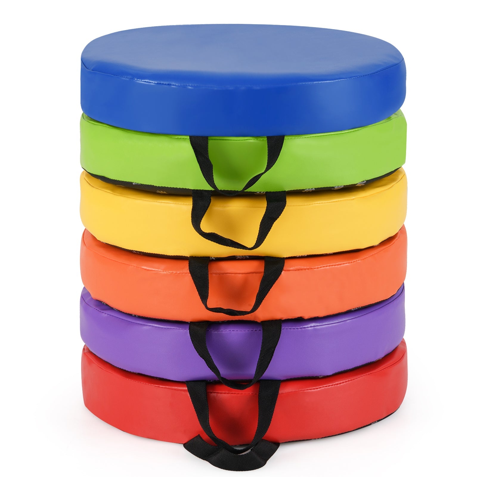 6 PCS Round Floor Cushions for Kids Classroom Floor Cushions with Handles-Multicolor