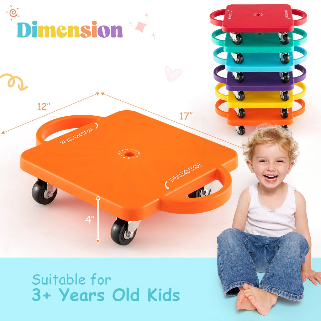 4/6-Pack Kids Scooter Board with Handles and Non-Marring Casters-6 Pack