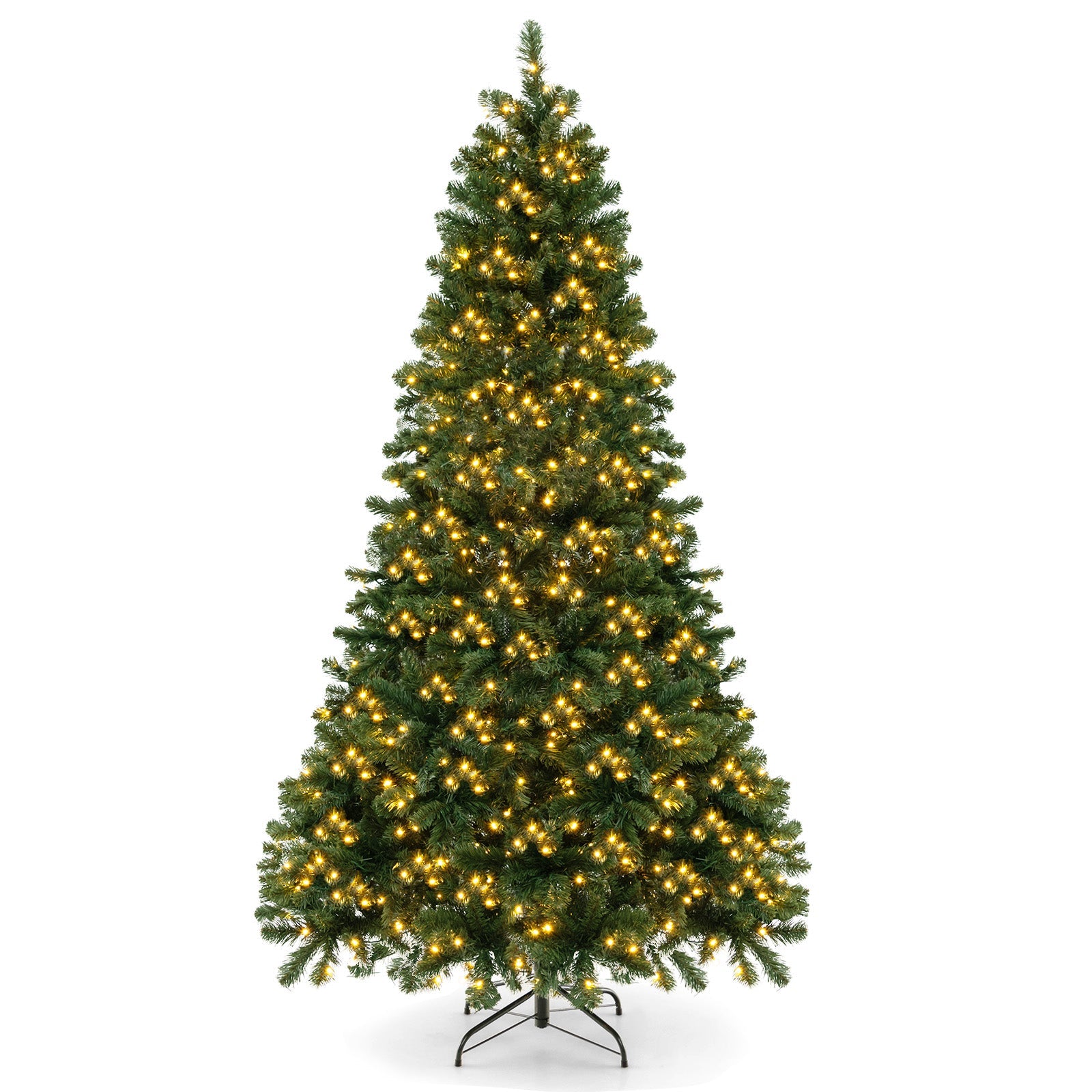 6/7/8 Feet Hinged Christmas Tree with PVC Branch Tips Warm White LED Lights