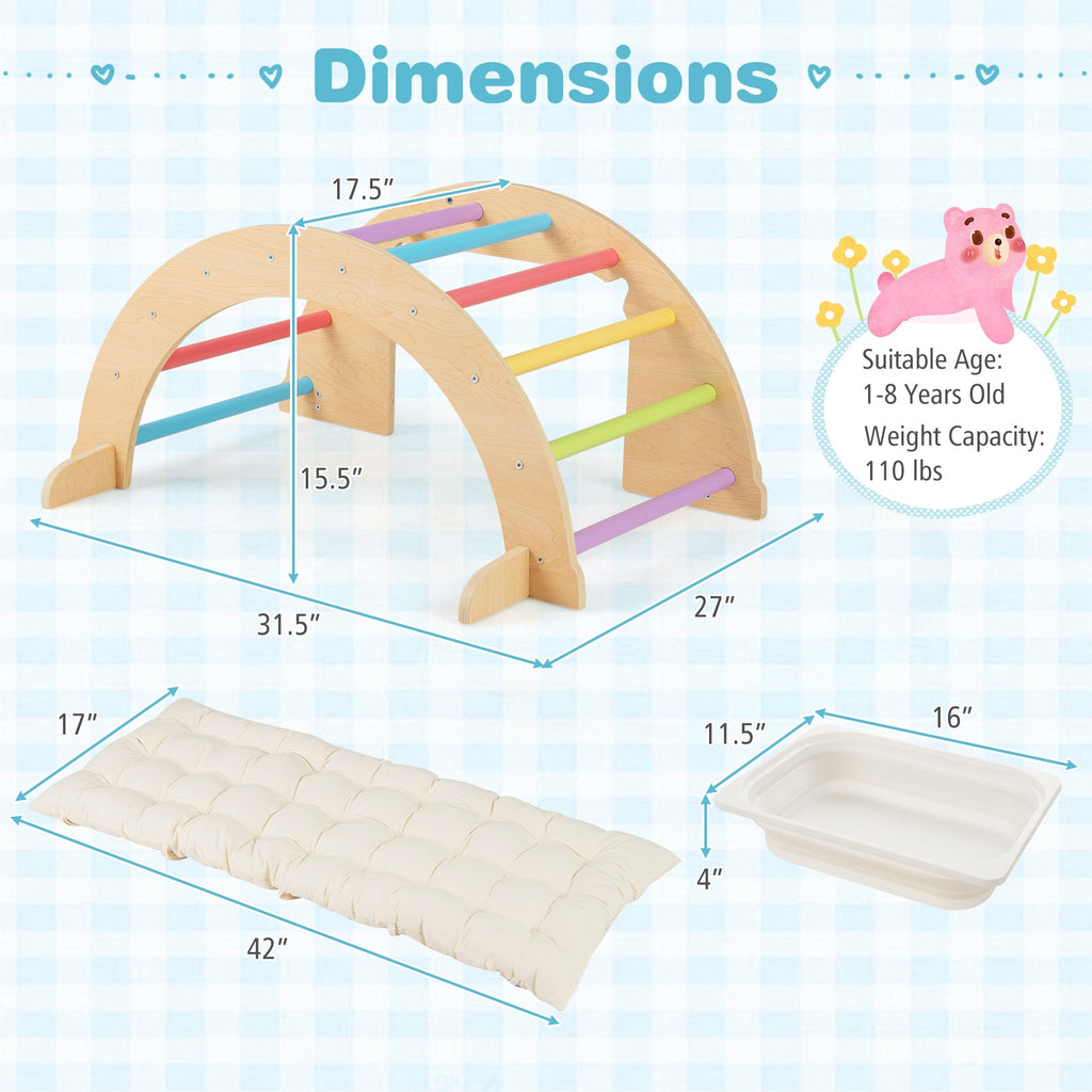 6 in 1 Kids Climbing Arch Playset wIth Removable Cushion and Stoppers