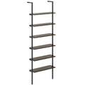 6-tier Ladder Shelf 72 Inches Industrial Wall Mounted Bookshelf