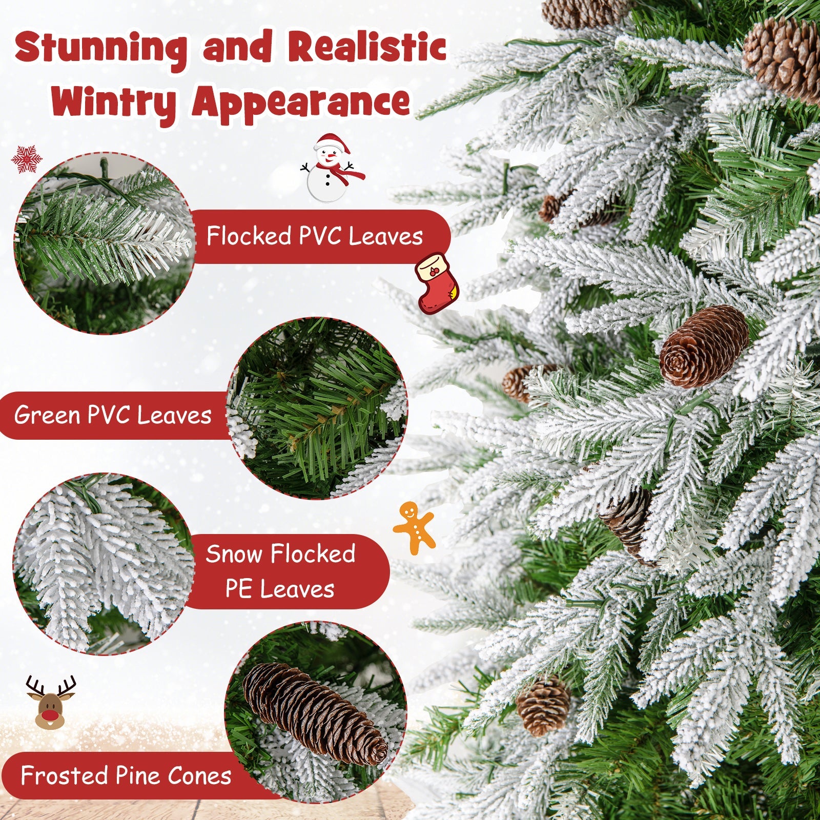 6/7.5/9 FT Pre-Lit Artificial Christmas Tree with 765/1135/1871 Tips and 280/470/690 Warm-White LED Lights