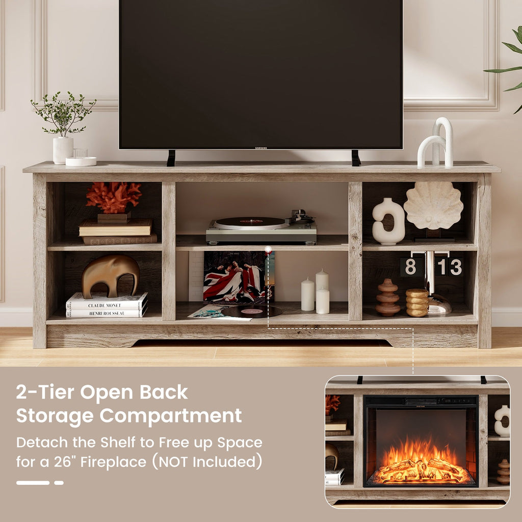 70 Inch TV Stand for up to 75 Inch Flat Screen TVs with Adjustable Shelves