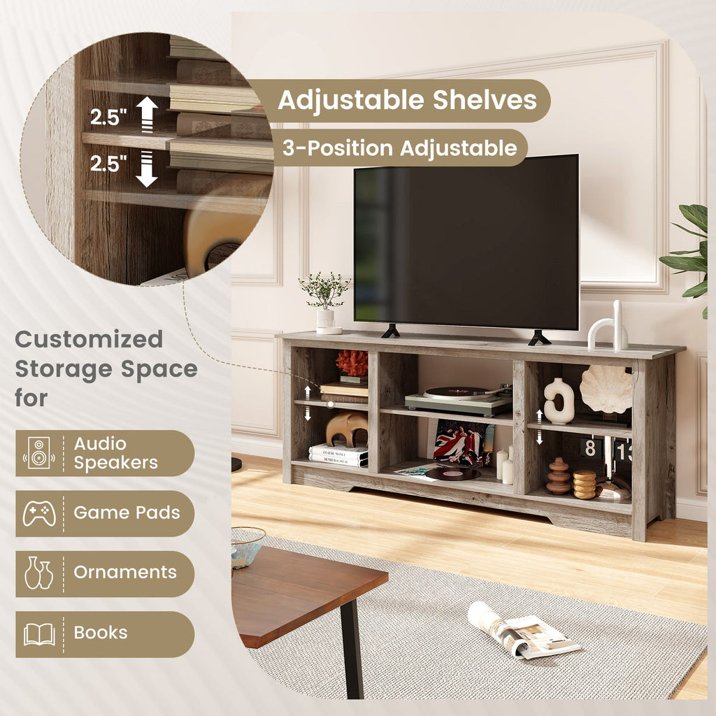 70 Inch TV Stand for up to 75 Inch Flat Screen TVs with Adjustable Shelves